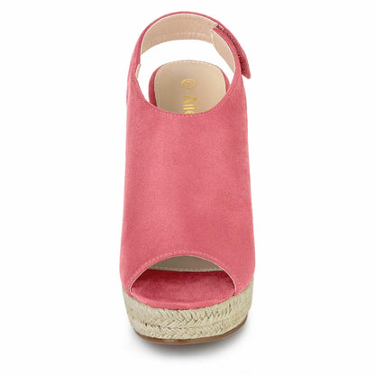 Allegra K Women's Espadrille Platform Wedges Sandals Watermelon Red Size 5.5