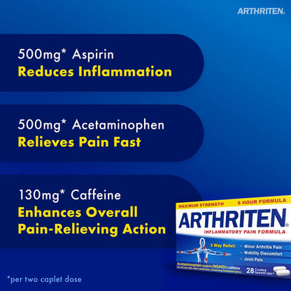 OPEN BOX Arthriten Pain Formula 28ct Aspirin Acetaminophen Caffeine EXP 01/26