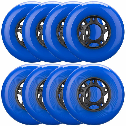 WHEELCOME Inline Skate Wheels 85a Blue 64mm 8-Pack Replacement