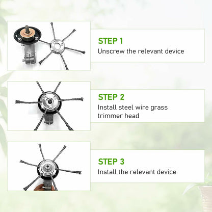 Generic Steel Wire Grass Trimmer Head 6in 0.2in Spindle Silver 2Pack