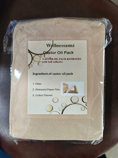 Wellnessamz 20Pcs Castor Oil Pack Wrap Organic Cotton Flannel Self Adhesive Skin