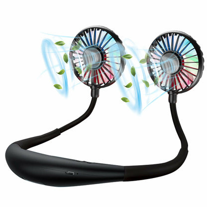 YALTOON Neck Fan 2600mAh USB Portable Black 7 Blades 3 Speeds Over 12H