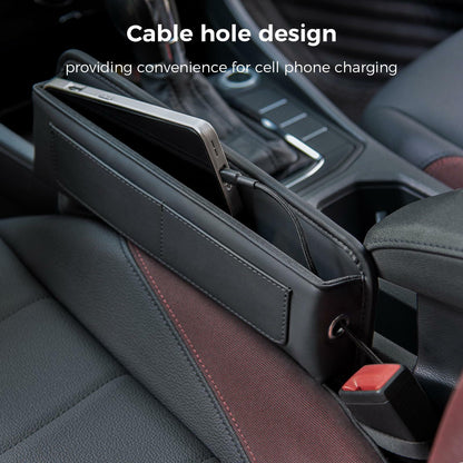 ALIOBC Car Seat Gap Filler Organizer Premium Leather Black 1 Pack