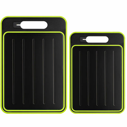 AOWBCGD Cutting Board Double Sided 2 Pcs Large+Small Black Stainless Steel
