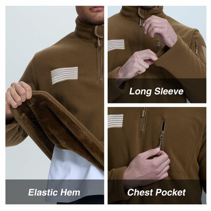 SIZE XL FEWGLEN Men’s Fleece Quarter Zip Pullover Sweatshirt Brown