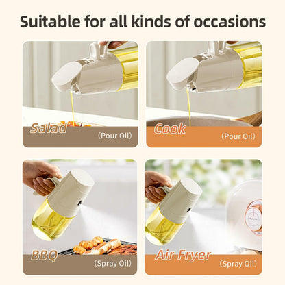 MDZF SWEET HOME Oil Sprayer 2 in 1 Olive Oil Dispenser 500ml White Glass