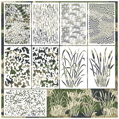 Yhliua Camo9 Reusable Camouflage Stencils Wood Boat Painting Kit