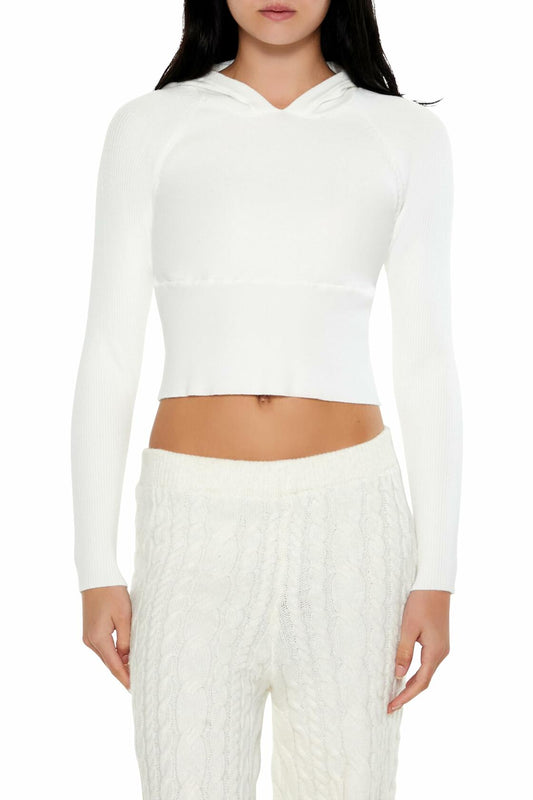 Forever 21 Women's Hooded Raglan Sweater White Size XS