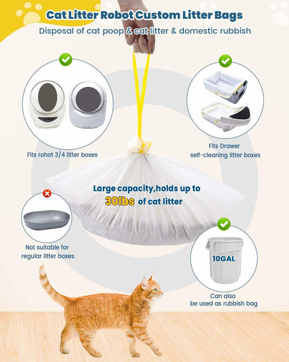 KONE Cat Litter Bags Robot 3/4 Drawstring 2 mil Thick 57 Count 5-9 Gal