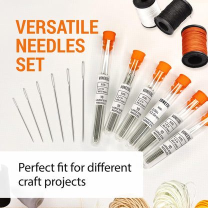 VONEEDL Large Eye Sharp Sewing Needles 6 Sizes 60 PCS Easy Thread