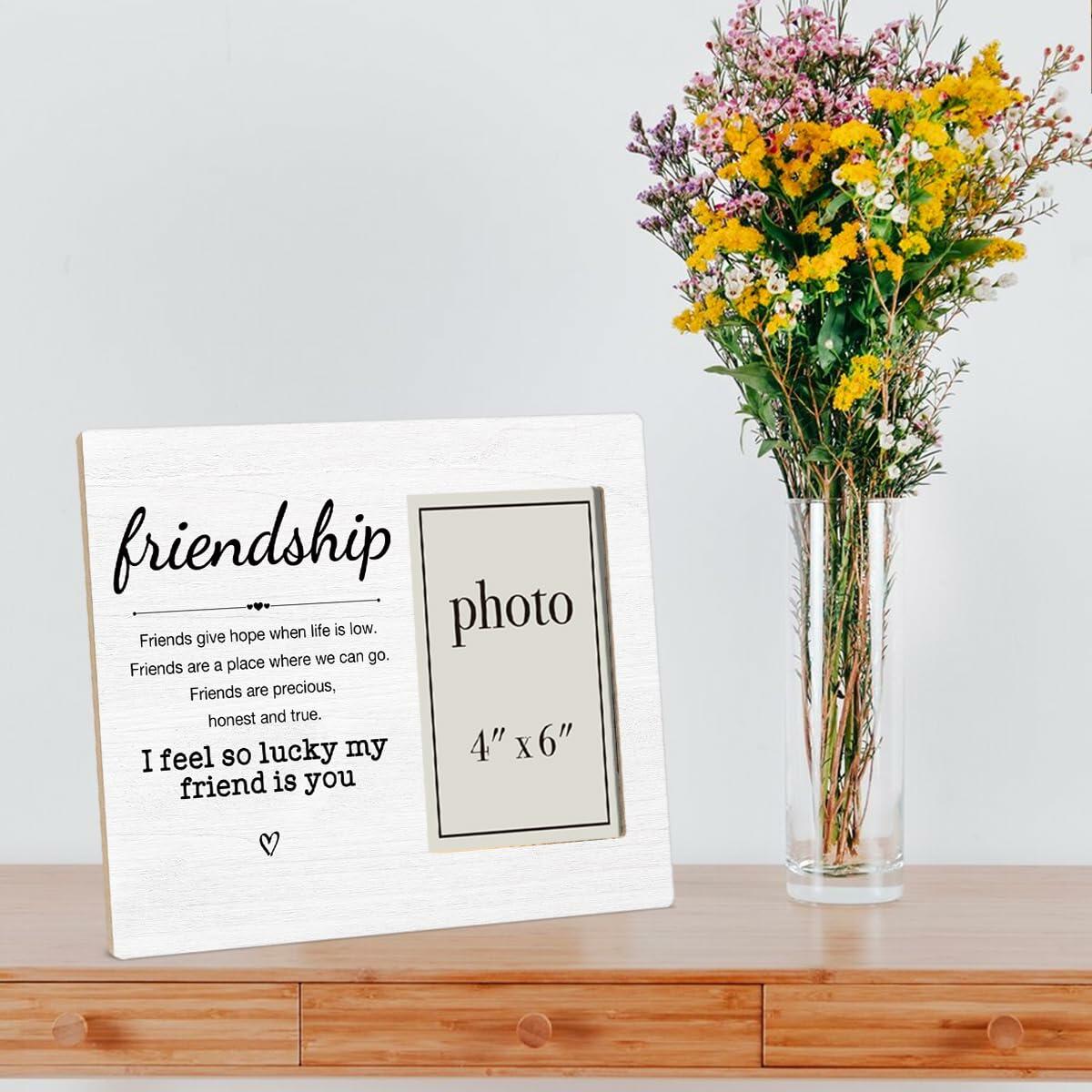 QZJ Friendship Wood Picture Frame Multicolour 4x6 Inch Photo Gift