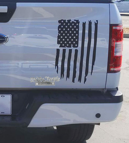 We The People 3D Fender Badge Decals Black/Red for Car Truck SUV 2 Pack