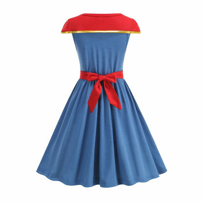 JUIULU Girls Princess Dress Costume Set Blue Size 120 (4-5T)