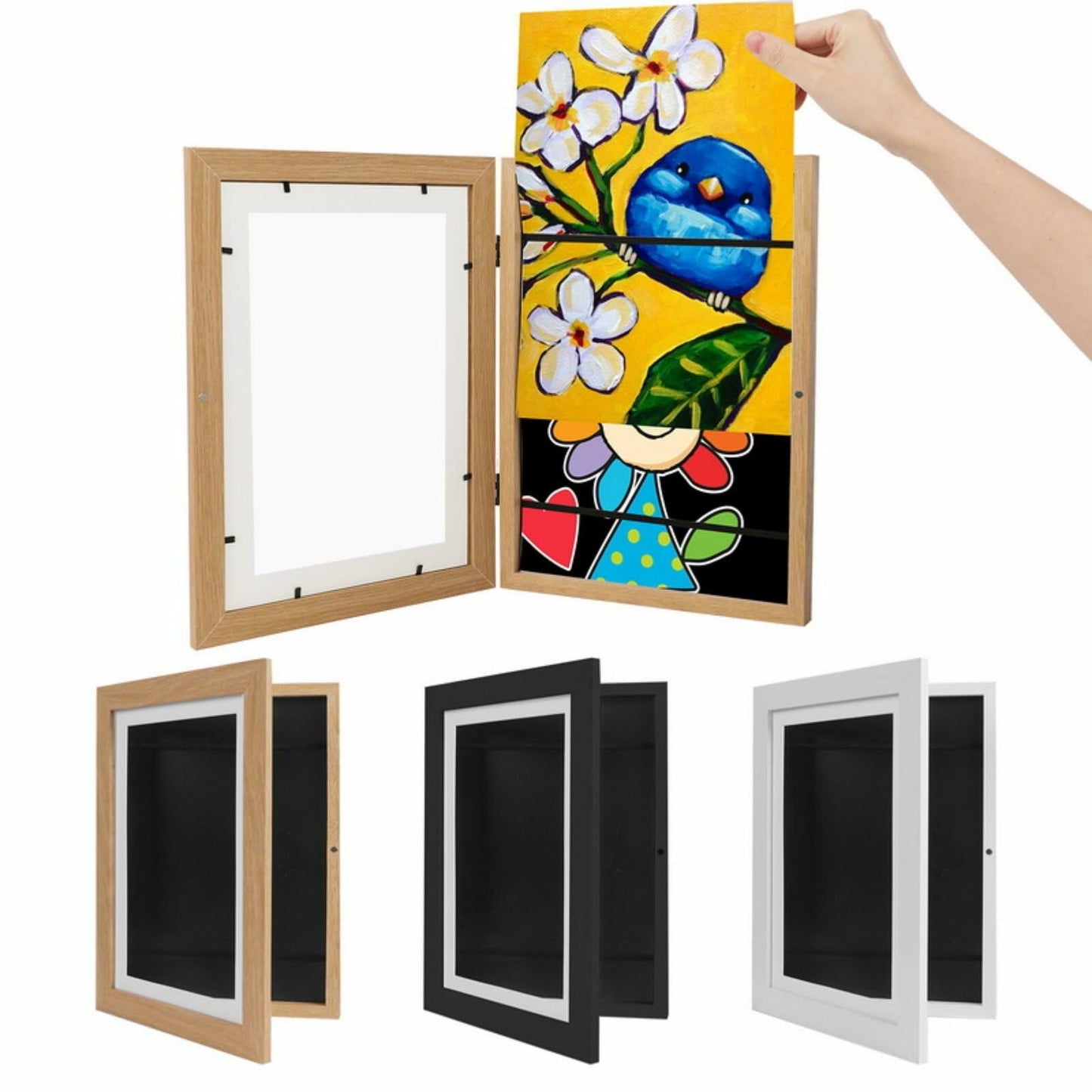 OAICAI Kids Art Frame A4 12.59x9.44 Log Color Dinosaur Minimalist 1PC