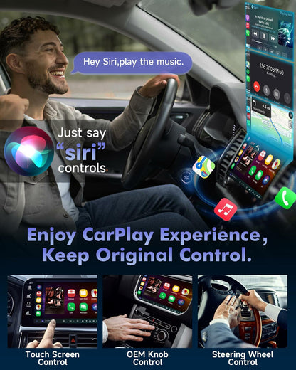 Aurwenk Wireless CarPlay Adapter for iPhone Mini Dongle Silver Plug & Play