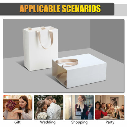 YUEYANG White Paper Gift Bags with Handles 8x4.25x10 inch 20Pcs