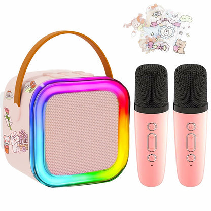 [Like New] KBG Mini Karaoke Machine Kids Bluetooth Speaker 2 Wireless Mics Black