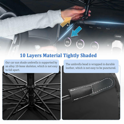 Car Windshield Sun Shade 2025 Upgrade Foldable with Bendable Handle