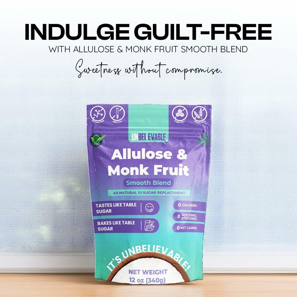 Unbelievable Monk Fruit Sweetener with Allulose 12oz Resealable Pouch