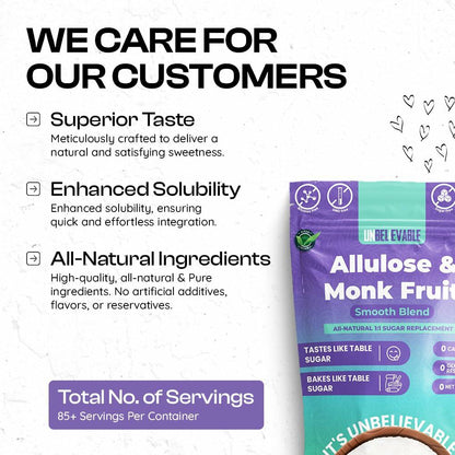 Unbelievable Monk Fruit Sweetener with Allulose 12oz Resealable Pouch