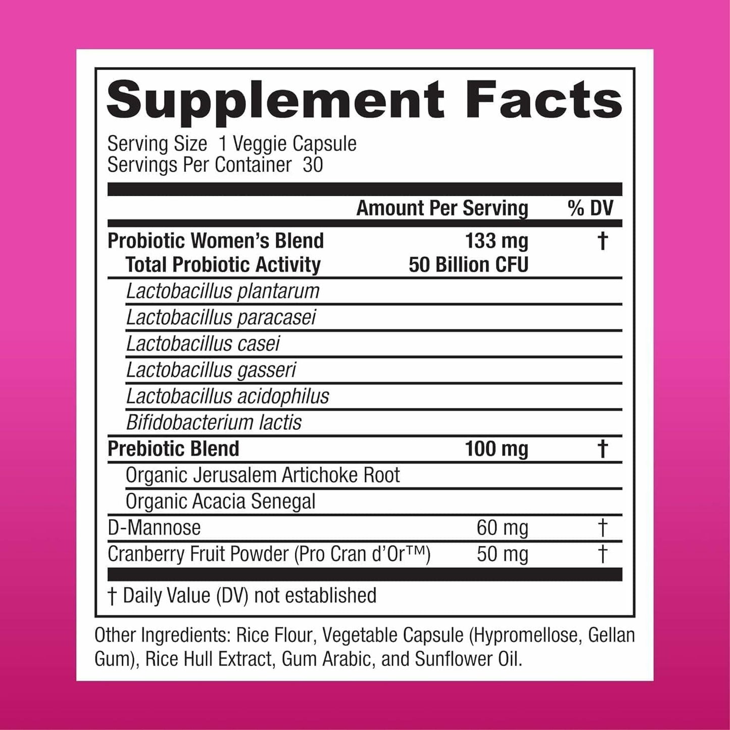 BestBy03/26 TLOPPG Women Probiotics 50B CFU Organic Cranberry 30 Capsules