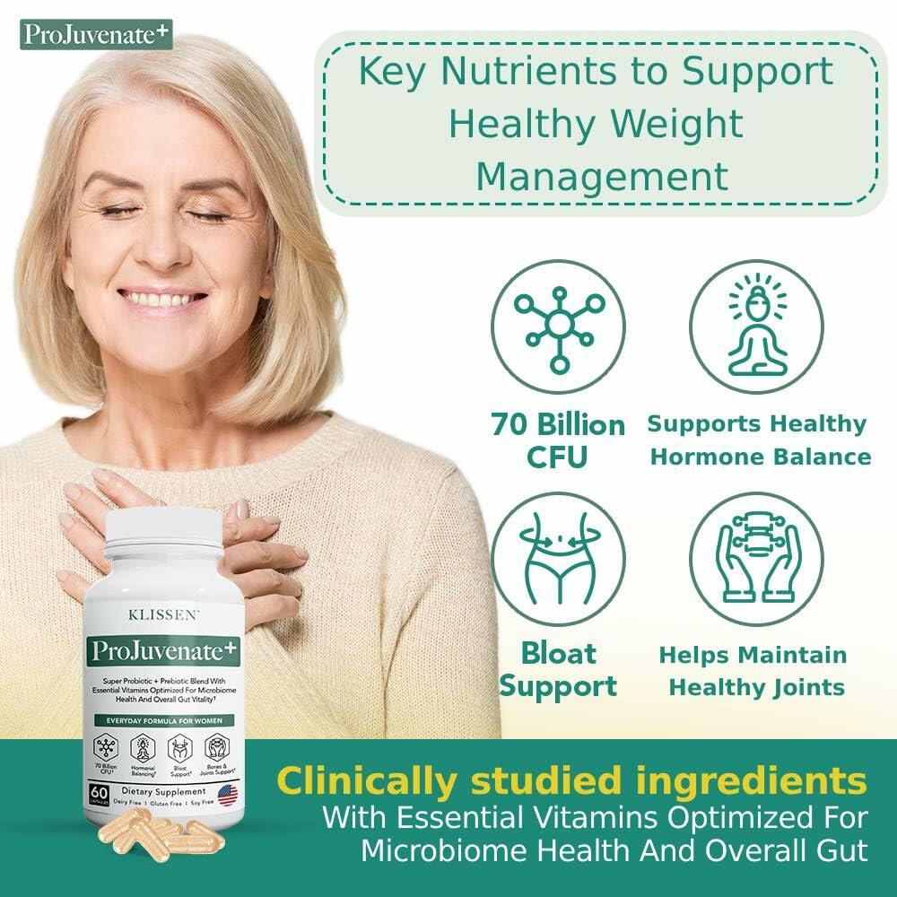 KLISSEN ProJuvenate+ Probiotic Weight Management Women 70B CFU 60 Ct