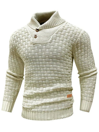Arcciit Mens Pullover Shawl Collar Cable Knit Sweater Khaki Size 3X-Large