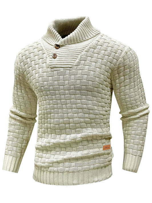 Arcciit Mens Pullover Shawl Collar Cable Knit Sweater Khaki Size 3X-Large