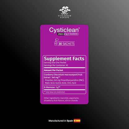BestBy07/27 Cysticlean 240mg PAC + D-Mannose 2g 30 Packets Urinary Health