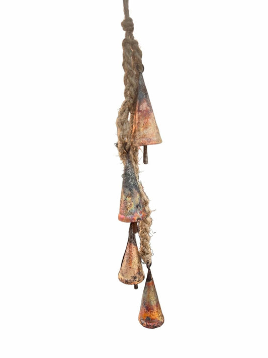 AYLIN OVERSEAS Wind Chime Christmas Bells 17in 4 Stainless Steel Rustic