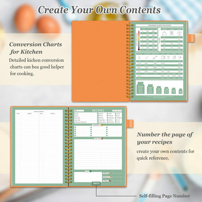Alltree Recipe Notebook Spiral Organizer 15 Tabs 120 Pages Black 5.5x8.5