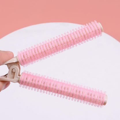 YSSZAM 4PCS Pink Hair Rollers with Clips Volumizing Bangs Curler Self Grip