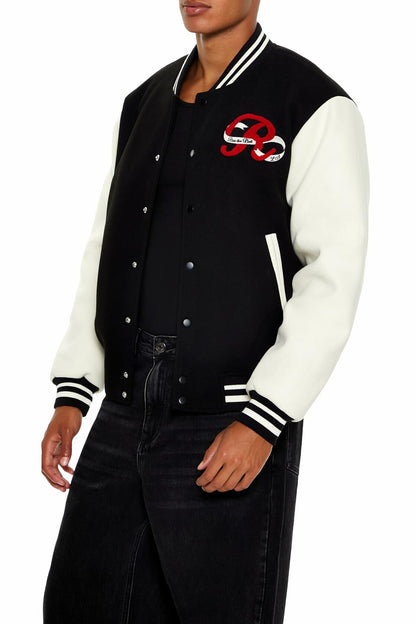Forever 21 Men's Horseshoe Varsity Bomber Jacket Black/Multi Size XXL