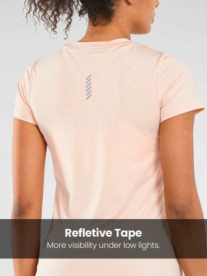 ALLZERO Feel Fit Workout Top Soft Short Sleeve Pink Heather Size L