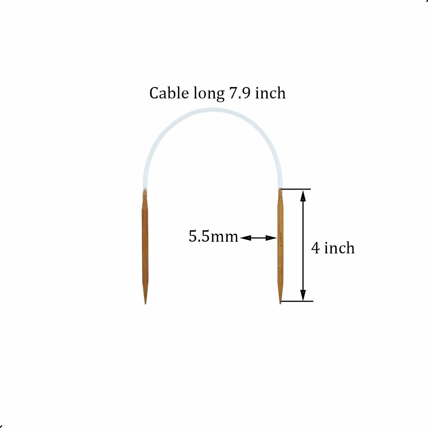 ZUPAYIPA 3Pcs Wooden Circular Knitting Needles 5.5mm US Size 9 16 Inch
