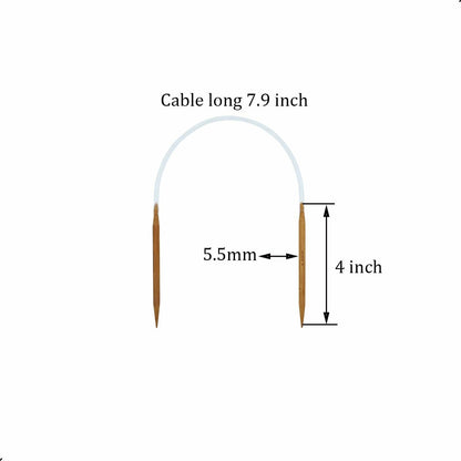 ZUPAYIPA 3Pcs Wooden Circular Knitting Needles 5.5mm US Size 9 16 Inch