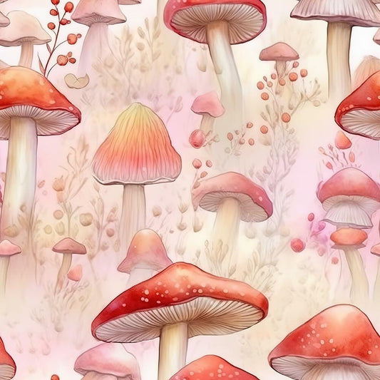 BEETAL Pink Watercolor Mushroom Forest Vintage Peel & Stick Wallpaper PVC