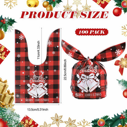 YimeBand 100Pcs Christmas Goodies Gift Bags 6 Styles Small Plastic