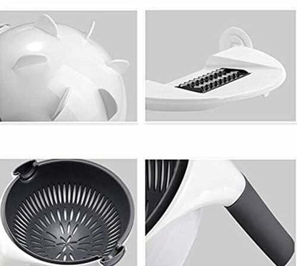 D&B 9-in-1 Multifunction Vegetable Fruit Cutter Chopper Black White 8.66in