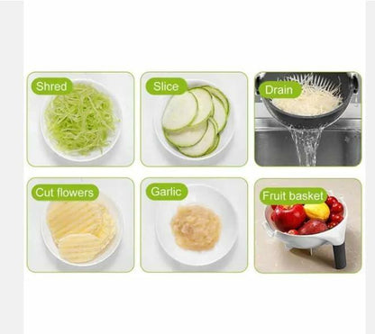 D&B 9-in-1 Multifunction Vegetable Fruit Cutter Chopper Black White 8.66in