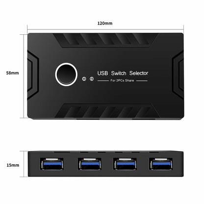 USB 3.0 KVM Switch 2 Computers Share 4 USB Devices One-Button + 2 USB Cables