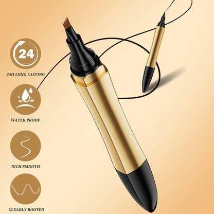 YIWANLLE 2in1 Magic Eyebrow Pencil 3D Microblading Fork Tip Light Brown 1 Count