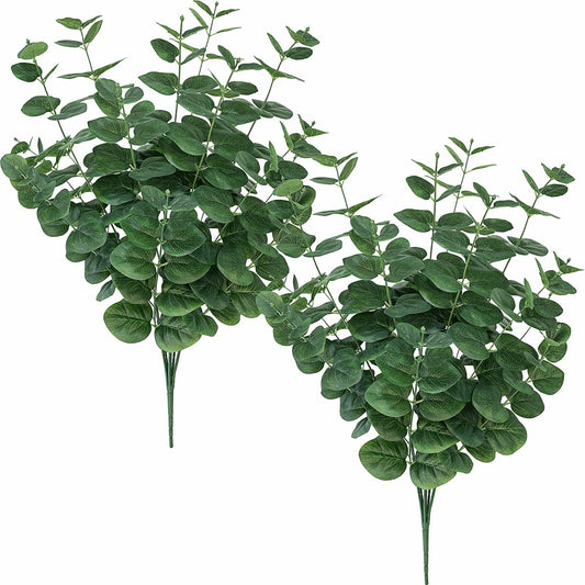 FOREST PRINCE Artificial Eucalyptus Stems 25" Ash Colored 2 PCS Silk Decor