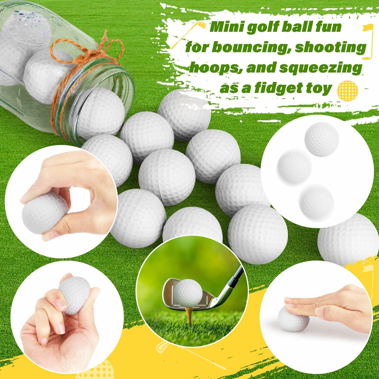 Hooqict Mini Foam Golf Stress Ball 25 Pack Small Sports Squeeze Balls