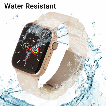 MAIRUI Resin Watch Band for Apple Watch 38-41mm Series 1-9 SE Iridescent White