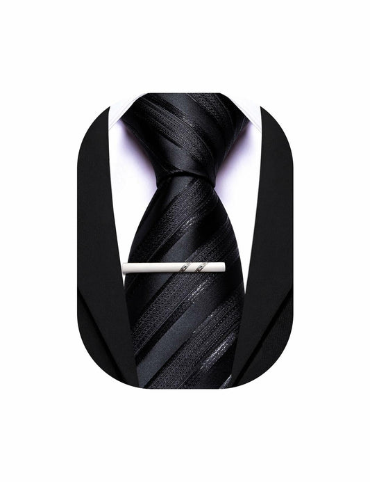 Barry.Wang Silk Men Striped Necktie Tie Clip Blush Pink Size One Size