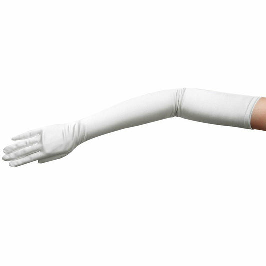 ZaZa Bridal 23.5" Long Shiny Stretch Satin Dress Gloves Opera Length-White
