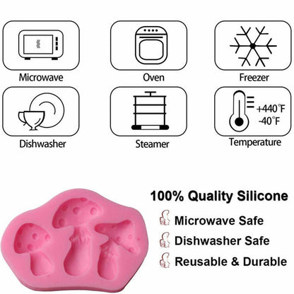 UQUABESO Resin 3D Mushroom Silicone Mold Pink 3x2.2x0.43in 2PCS DIY Desserts