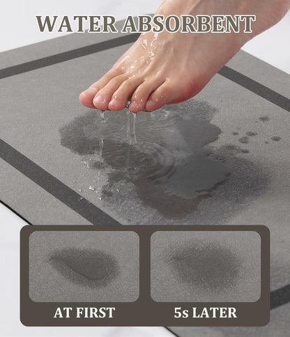 chakme Bathroom Mat Rug Non Slip Quick Dry Ultra Thin 24x16 Grey