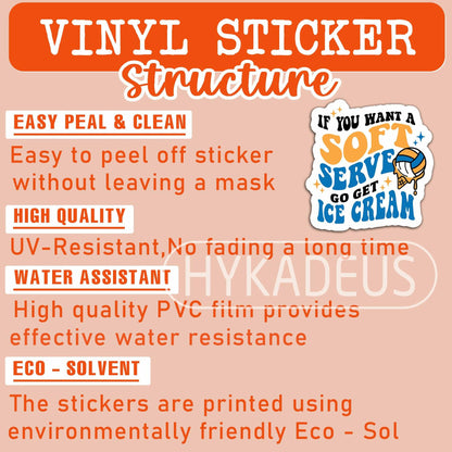 HYKADEUS Funny Volleyball Stickers Motivational Decal 3"x2.9" 3Pcs Vinyl